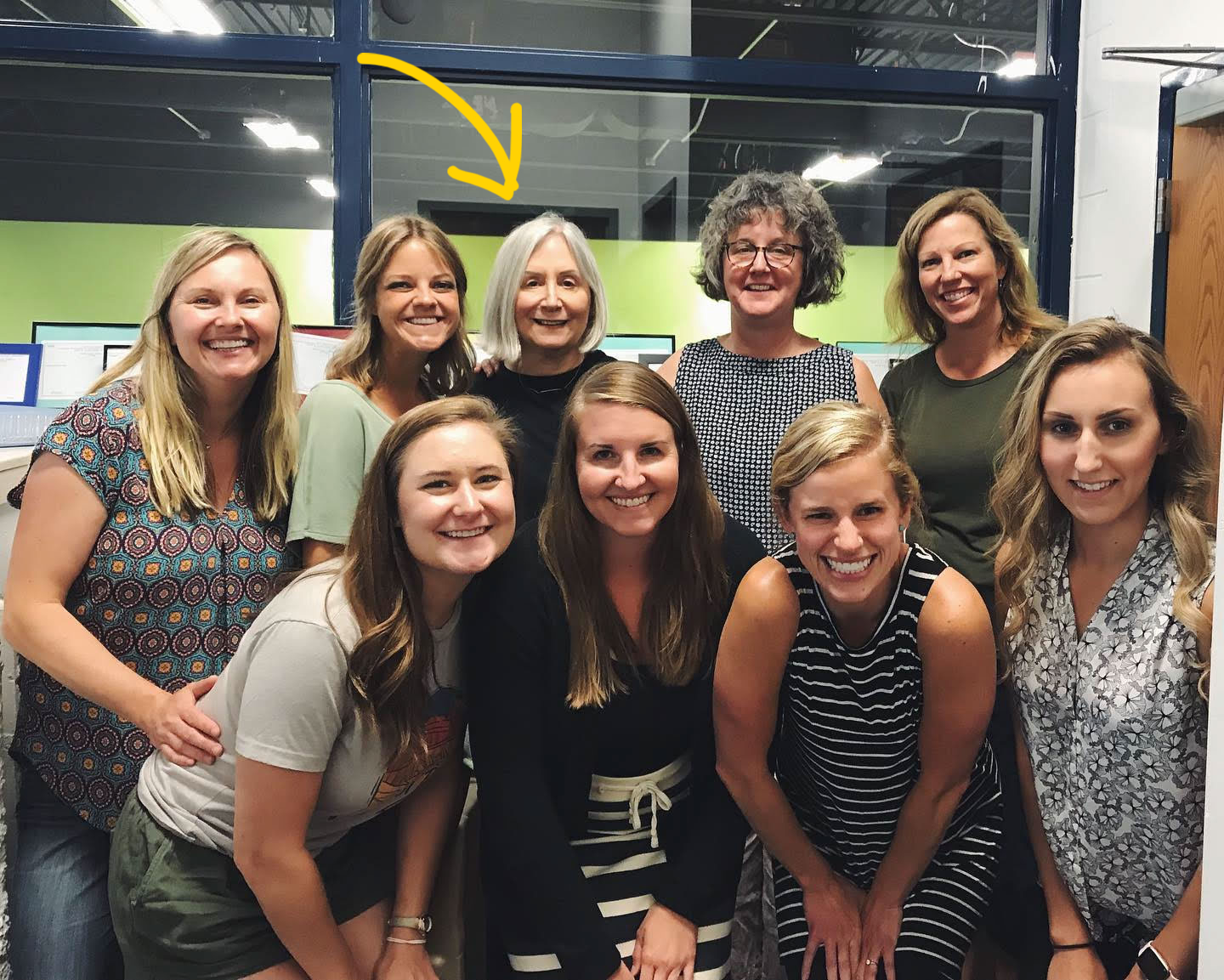 Therapists at The Center for Childhood Development pose for a photo with Sherri Cawn, SLP.